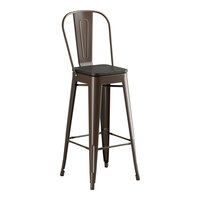 Lancaster Table & Seating Alloy Series Copper Indoor Cafe Barstool with Black Wood Seat