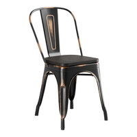 Lancaster Table & Seating Alloy Series Distressed Copper Indoor Cafe Chair with Black Wood Seat