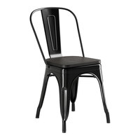 Lancaster Table & Seating Alloy Series Onyx Black Indoor Cafe Chair with Black Wood Seat