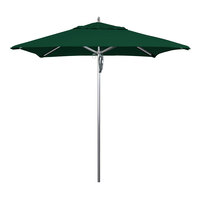 California Umbrella AAT 757 SUNBRELLA 1A Rodeo Series 7 1/2' Square Pulley Lift Umbrella with 1 1/2" Aluminum Pole - Sunbrella 1A Canopy - Forest Green Fabric