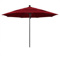 California Umbrella ALTO 118 OLEFIN Venture 11' Round Pulley Lift Umbrella with 1 1/2" Black Aluminum Pole - Olefin Canopy - Red Fabric