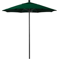 California Umbrella ALTO 758 SUNBRELLA 1A Venture Customizable 7 1/2' Round Push Lift Umbrella with 1 1/2" Black Aluminum Pole - Sunbrella 1A Canopy - Forest Green Fabric