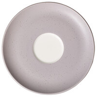 Luzerne Hamptons by 1880 Hospitality HO1282014WH 5 1/2" Gray Speckle / White Porcelain Coffee Saucer - 48/Case