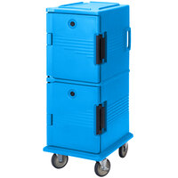 Cambro UPC800SP159 Ultra Camcarts® Light Blue Non-Electric Insulated Food Pan Carrier with Security Package and Casters