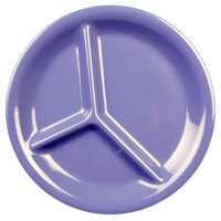 Thunder Group CR710BU 10 1/4" Purple 3-Compartment Melamine Plate - 12/Pack