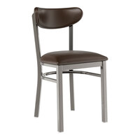 Lancaster Table & Seating Boomerang Clear Coat Finish Chair with Dark Brown Vinyl Seat and Back