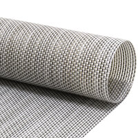 Front of the House XPM098GYV83 Metroweave 16" x 12" Gray Mesh Woven Vinyl Rectangle Placemat - 12/Pack