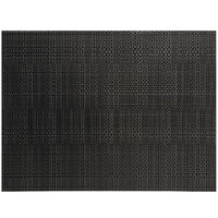 Front of the House XPM118BKV83 Metroweave 16" x 12" Black Random Weave Woven Vinyl Rectangle Placemat - 12/Pack