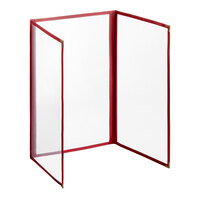 H. Risch, Inc. TET Deluxe Sewn 8 1/2" x 14" 6 View Foldout Vinyl Menu Cover With Gold Decorative Corners and Gloss Finish