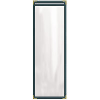 H. Risch, Inc. TES Deluxe Sewn 4 1/4" x 14" 2 View Vinyl Menu Cover with Gold Decorative Corners and Gloss Finish