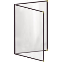 H. Risch, Inc. TED Deluxe Sewn 11" x 17" 4 View Menu Cover with Gold Decorative Corners and Gloss Finish