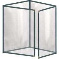 H. Risch, Inc. TETQ Deluxe Sewn 8 1/2" x 11" Green 8 View Foldout Vinyl Menu Cover with Gold Decorative Corners and Gloss Finish