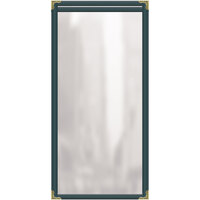 H. Risch, Inc. TES Deluxe Sewn 5 1/2" x 14" 2 View Vinyl Menu Cover with Gold Decorative Corners and Gloss Finish