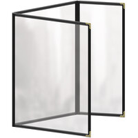 H. Risch, Inc. TEDQ Deluxe Sewn 8 1/2" x 11" 6 View Menu Cover with Gold Decorative Corners and Glossy Finish