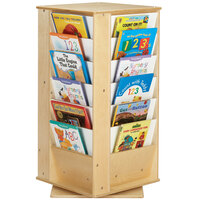 Jonti-Craft Baltic Birch 3551JC 19 1/2" x 19 1/2" x 38 1/2" 24-Slot Small Children's Revolving Wood Literacy Tower