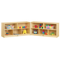 Jonti-Craft Baltic Birch 0326JC Fold-n-Lock 96" x 15" x 24 1/2" Toddler-Height Mobile 10-Cubbie Wood Storage Cabinet