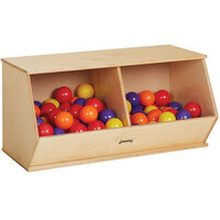Jonti-Craft Baltic Birch 3957JC 35" x 19" x 17 1/2" 2-Compartment Children's Wood Stackable Beveled Toy Crate