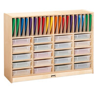 Jonti-Craft Baltic Birch 78240JC 48" x 15" x 35 1/2" 40-Compartment Wood Homework Station with 20 Clear Plastic Paper Trays