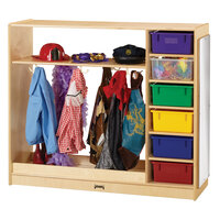 Jonti-Craft Baltic Birch 0909JC 48" x 15" x 41 1/2" Wood Dress Up Storage Cabinet with Colored Trays