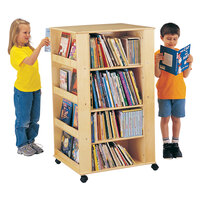 Jonti-Craft Baltic Birch 0539JC 24" x 27" x 46 1/2" Children's Wood Literacy Media Tower with 8 Fixed Display Shelves and 6 Adjustable Book Shelves