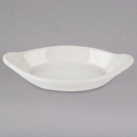 Hall China from Steelite International HL5260AWHA Ivory (American White) 4.5 oz. Oval Rarebit / Au Gratin Dish - 24/Case