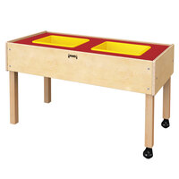 Jonti-Craft Baltic Birch 0485JC 41 1/2" x 20 1/2" x 24" Mobile 2-Tub Wood Sensory Table