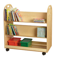 Jonti-Craft Baltic Birch 3518JC 40" x 20" x 43" Mobile 5-Shelf Wood Book Truck with Handles