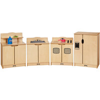 Jonti-Craft Baltic Birch 2441JC Gourmet 80 1/2" x 15" x 28 1/2" 4-Piece Toddler Kitchen Set