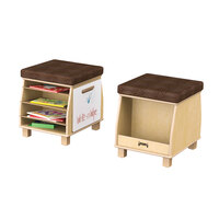 Jonti-Craft Baltic Birch 3779JC SideKick 16" x 18 1/2" x 18" Stationary Wood Seat with Storage and Detachable Write-n-Wipe Whiteboard