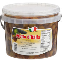 Frutto d'Italia Pitted Mediterranean Olive Mix 6.6 lb. (4 lb. Dr. Wt.) Pail - 215/225 Count