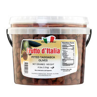 Frutto d'Italia Pitted Taggiasca Olives 7 lb. (4 lb. Dr. Wt.) Pail - 320/360 Count