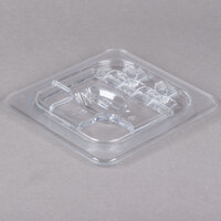 Cambro 60CWLN135 Camwear 1/6 Size Clear Polycarbonate FlipLid with Spoon Notch