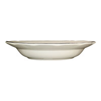 International Tableware Sydney 26 oz. Ivory (American White) Scalloped Edge Stoneware Pasta Bowl with Black Rim - 12/Case