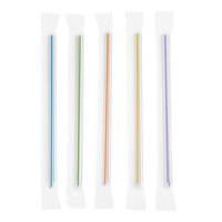 Choice 7 1/2" Multicolor Stripe Pointed Wrapped Straw - 500/Pack