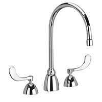 Zurn Elkay Z831C4-XL AquaSpec Deck Mount Faucet with Widespread Base, 8" Gooseneck Spout (2.2 GPM), Ceramic Cartridge, and Wrist Handles