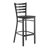 Lancaster Table & Seating Black Finish Ladder Back Bar Stool with Black Wood Seat