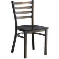 Lancaster Table & Seating Distressed Copper Finish Ladder Back Chair with Black Wood Seat