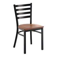 Lancaster Table & Seating Distressed Copper Finish Ladder Back Chair with Antique Walnut Wood Seat - Assembled