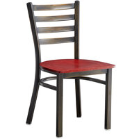 Lancaster Table & Seating Distressed Copper Finish Ladder Back Chair with Mahogany Wood Seat - Detached Seat