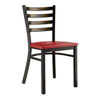Lancaster Table & Seating Distressed Copper Finish Ladder Back Chair with Mahogany Wood Seat - Detached Seat