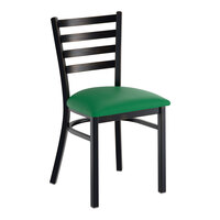 Lancaster Table & Seating Distressed Copper Finish Ladder Back Chair with 2 1/2" Green Vinyl Padded Seat - Detached Seat