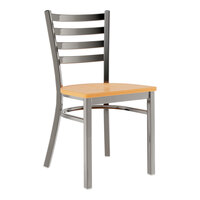 Lancaster Table & Seating Clear Coat Finish Ladder Back Chair with Natural Wood Seat - Detached Seat