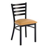 Lancaster Table & Seating Distressed Copper Finish Ladder Back Chair with 2 1/2" Light Brown Vinyl Padded Seat - Detached Seat