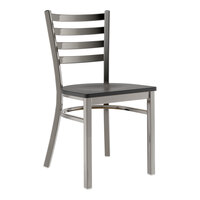 Lancaster Table & Seating Clear Coat Finish Ladder Back Chair with Black Wood Seat