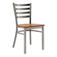 Lancaster Table & Seating Clear Coat Finish Ladder Back Chair with Antique Walnut Wood Seat