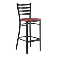 Lancaster Table & Seating Distressed Copper Finish Ladder Back Bar Stool with Mahogany Wood Seat - Assembled