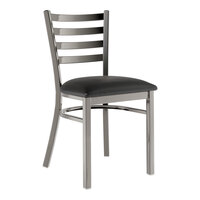 Lancaster Table & Seating Clear Coat Finish Ladder Back Chair with 2 1/2" Black Vinyl Padded Seat