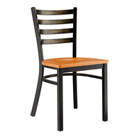 Lancaster Table & Seating Distressed Copper Finish Ladder Back Chair with Cherry Wood Seat - Detached Seat