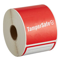 Choice TamperSafe 2 1/2" x 6" Customizable Red Paper Tamper-Evident Label - 250/Roll