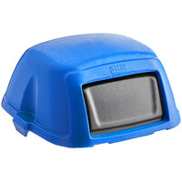 Toter STL35-00BLU Blue Square Dome Lid with Swing Door for 35 Gallon Slimline Trash Cans